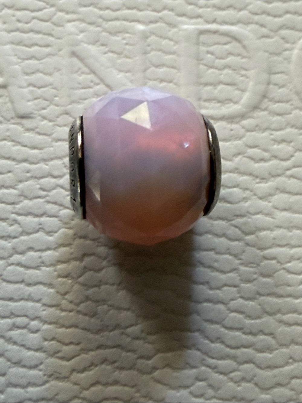 Authentic Pandora Opalescent Pink Geometric Facets Charm Silver